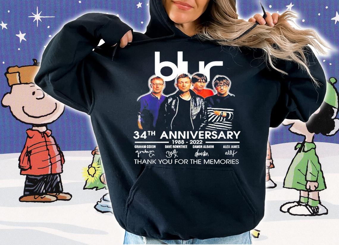 Blur 34th Anniversary 1988 2022 Thank You For The Memories Signature T-Shirt t-shirt