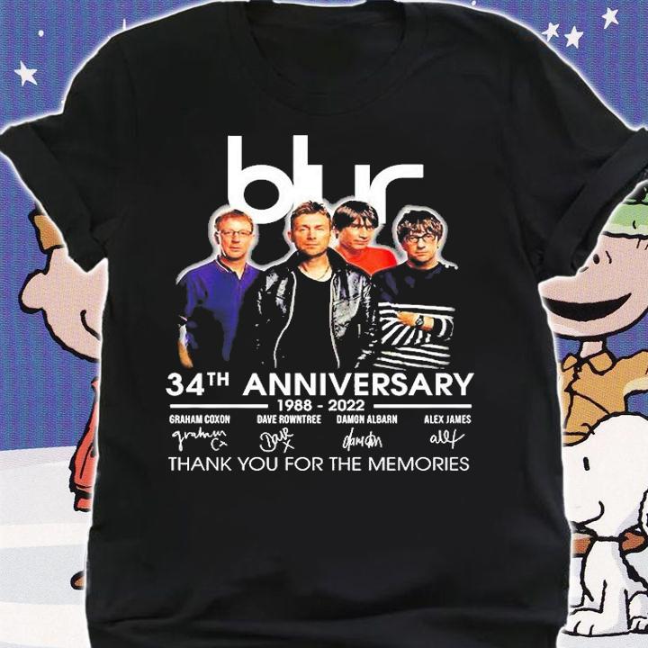 Blur 34th Anniversary 1988 2022 Thank You For The Memories Signature T-Shirt t-shirt