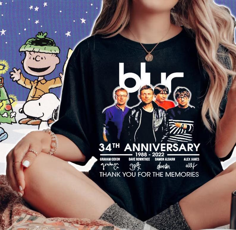 Blur 34th Anniversary 1988 2022 Thank You For The Memories Signature T-Shirt t-shirt