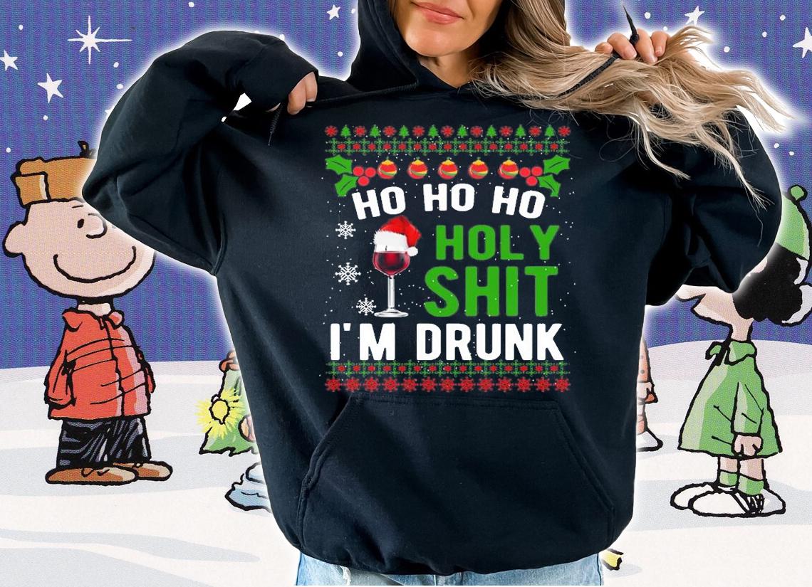 Ho Ho Holy Shit I'm Drunk Wine Lover Santa Xmas T-Shirt t-shirt hoodie