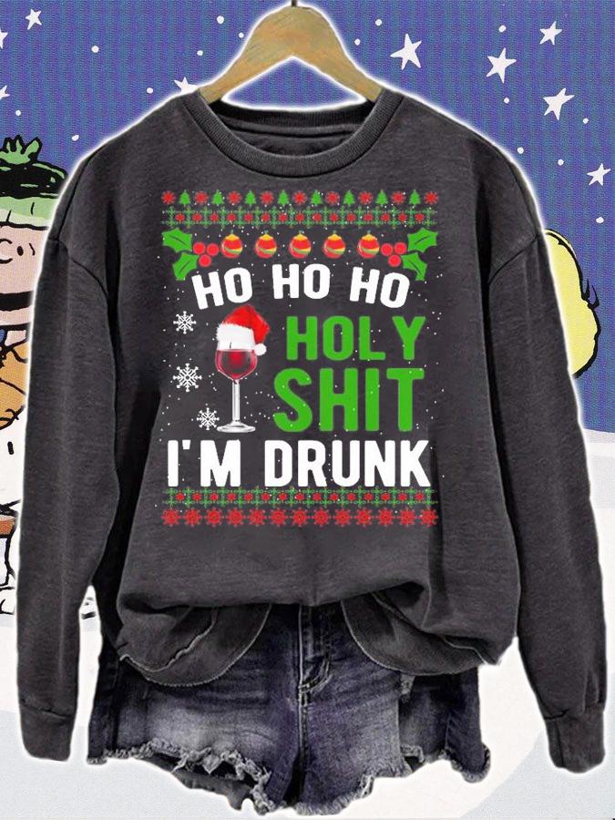 Ho Ho Holy Shit I'm Drunk Wine Lover Santa Xmas T-Shirt t-shirt sweatshirt