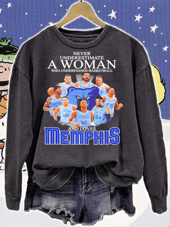 Never underestimate a woman who understands basketball and loves Memphis Grizzlies signatures shirt t-shirt sweatshirt