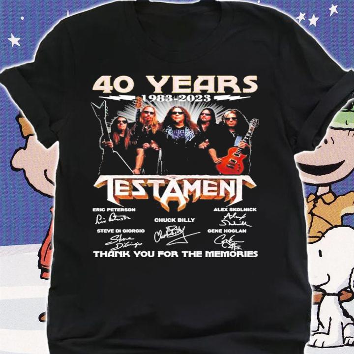 Official 40 Years 1983-2023 Testament Signatures Thank You For The Memories Shirt t-shirt