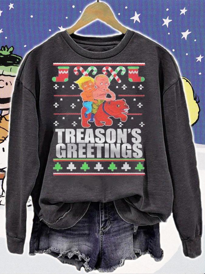 Treasons Greetings Trump Putin Ugly Christmas Sweater Meme Shirt t-shirt sweatshirt