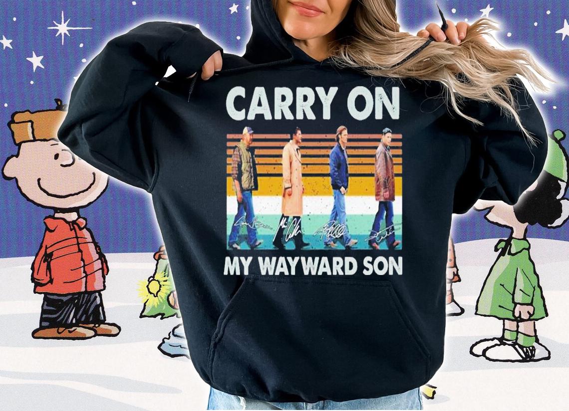 Carry on my wayward son signatures vintage shirt t-shirt hoodie