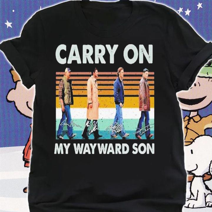 Carry on my wayward son signatures vintage shirt t-shirt shirt