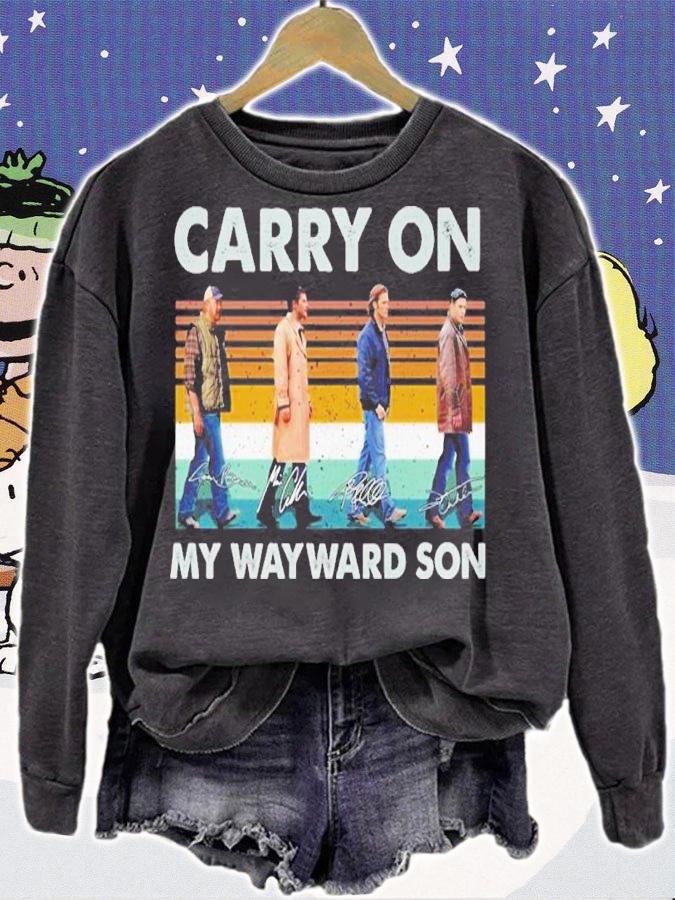 Carry on my wayward son signatures vintage shirt t-shirt sweatshirt