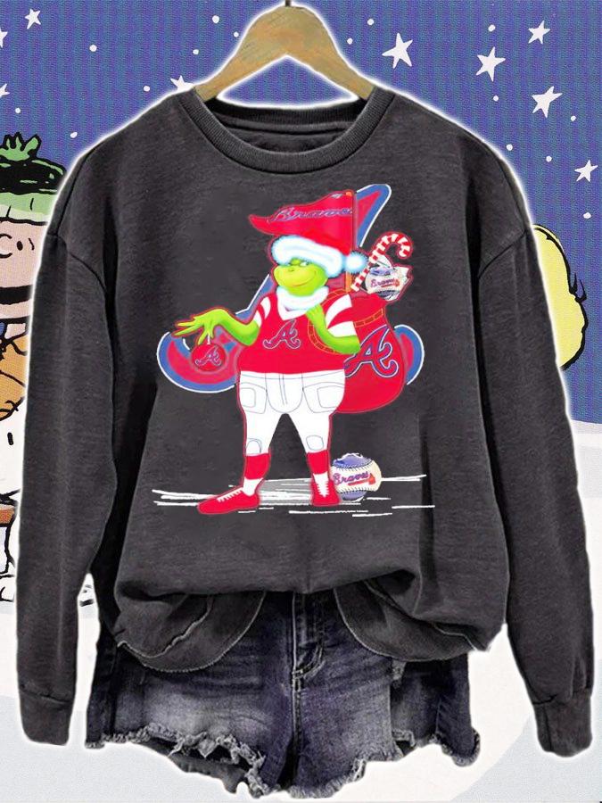 Grinch Santa Atlanta Braves Christmas Shirt t-shirt sweatshirt