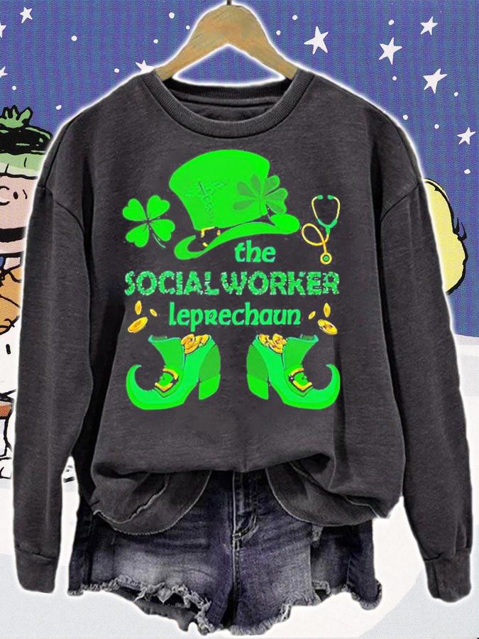 Nice The Social Worker Leprechaun St Patricks Day T-Shirt t-shirt sweatshirt