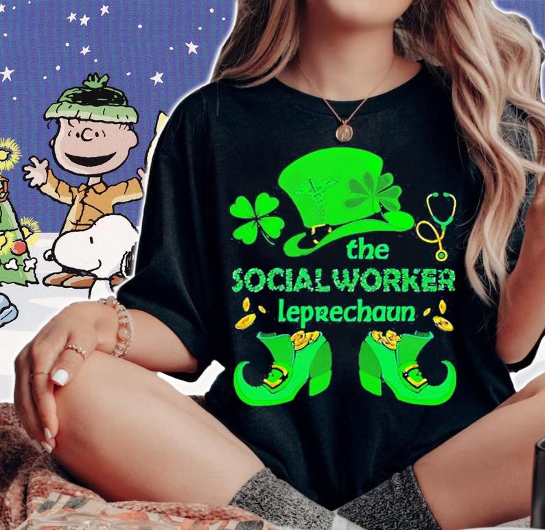 Nice The Social Worker Leprechaun St Patricks Day T-Shirt t-shirt woman shirt
