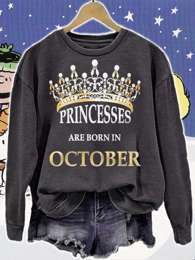 Womens Princesses Are Born In October Birthday Girl Gift Shirt t-shirt sweatshirt
