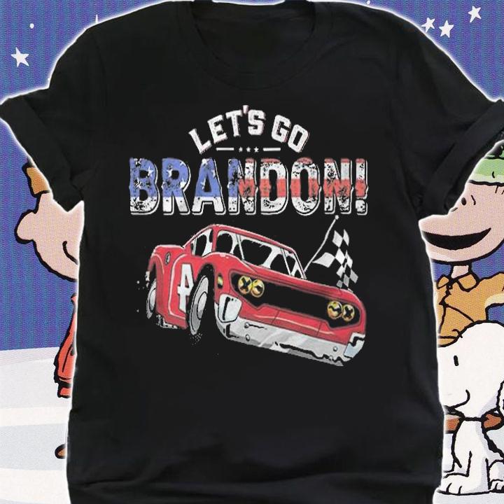 Race Car Impeach Joe Biden Political Let's Go Brandon Flag Premium T-Shirt t-shirt
