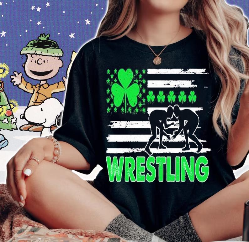 St Patricks Day  Wrestling USA Flag T-Shirt t-shirt woman shirt