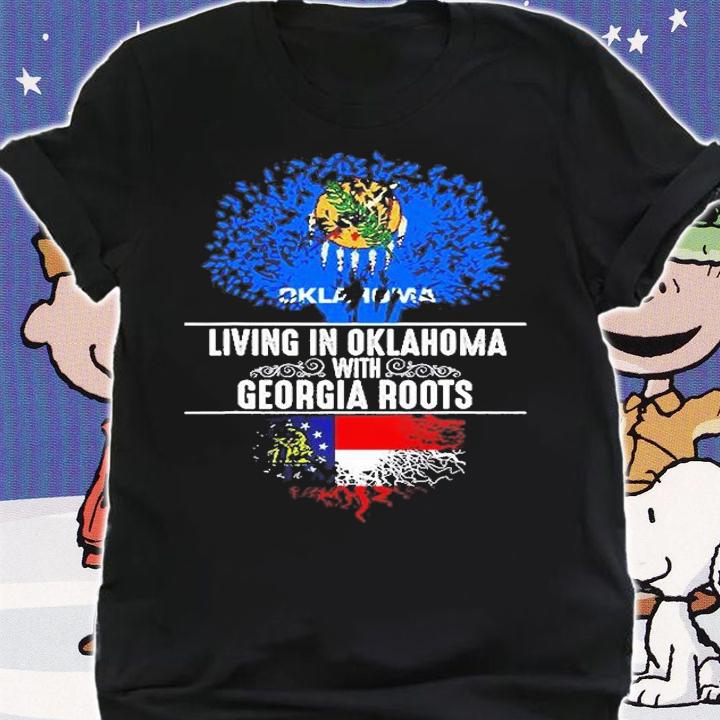 Oklahoma Home Georgia Roots State Tree Flag T-Shirt t-shirt shirt