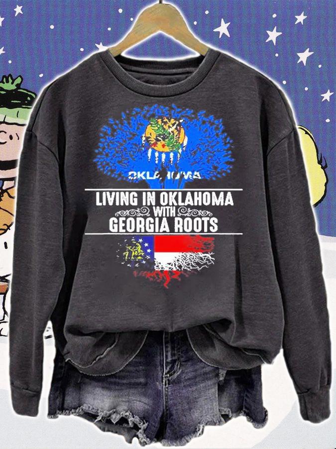 Oklahoma Home Georgia Roots State Tree Flag T-Shirt t-shirt sweatshirt