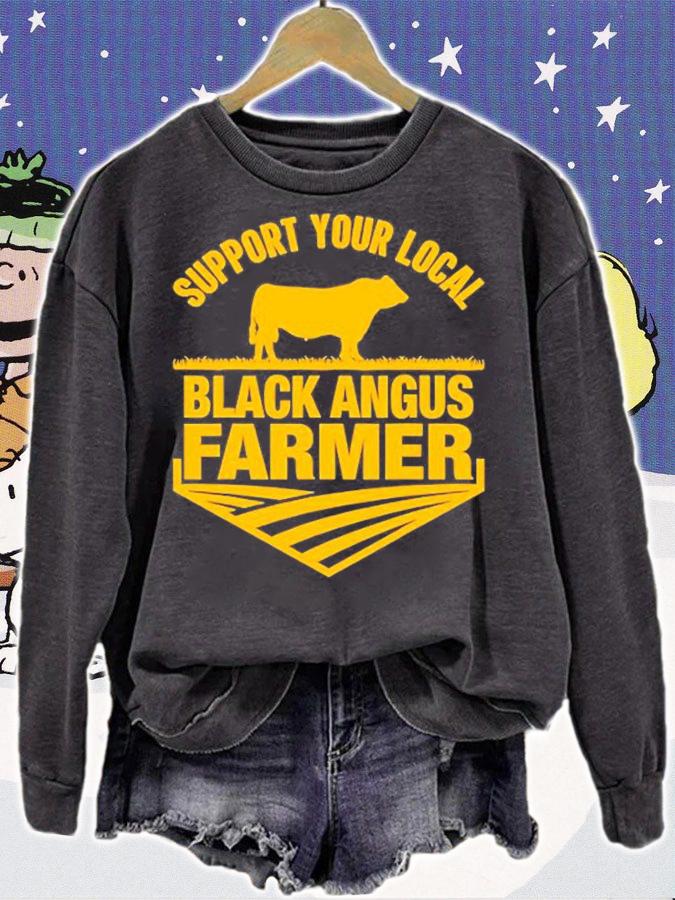 Support Your Local Black Angus Farmer Cow Rancher T-Shirt t-shirt sweatshirt