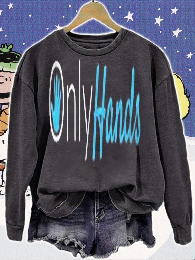 Onlyhands Machine Wash White And Blue Text Shirt t-shirt sweatshirt