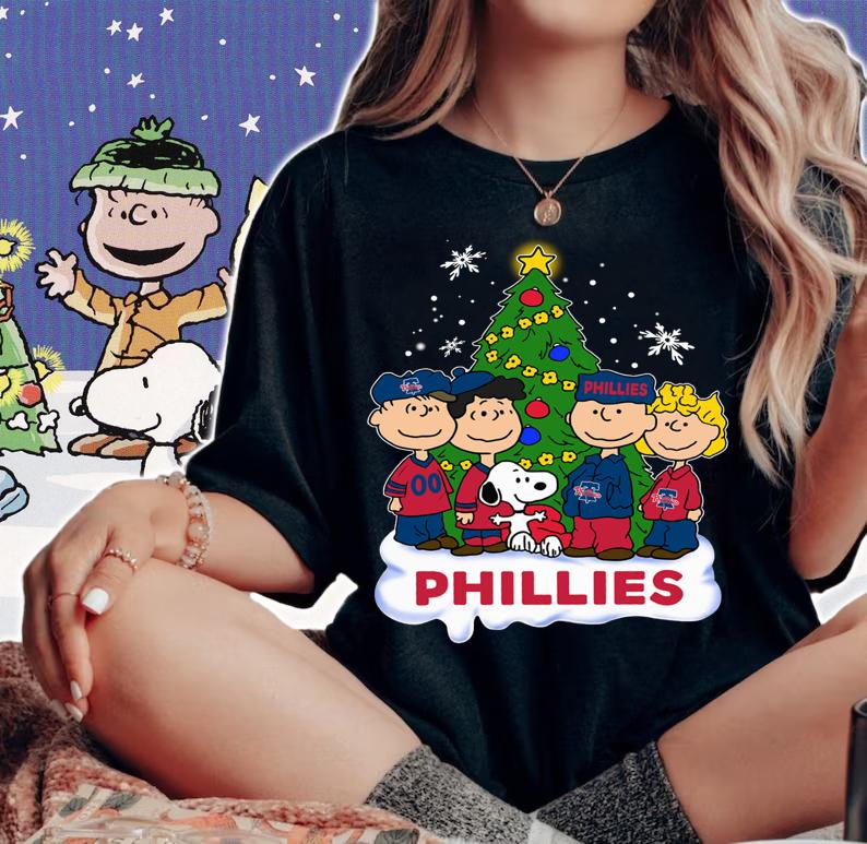 Phillies Peanuts Snoopy Christmas Tree Philadelphia Phillies t-shirt woman shirt