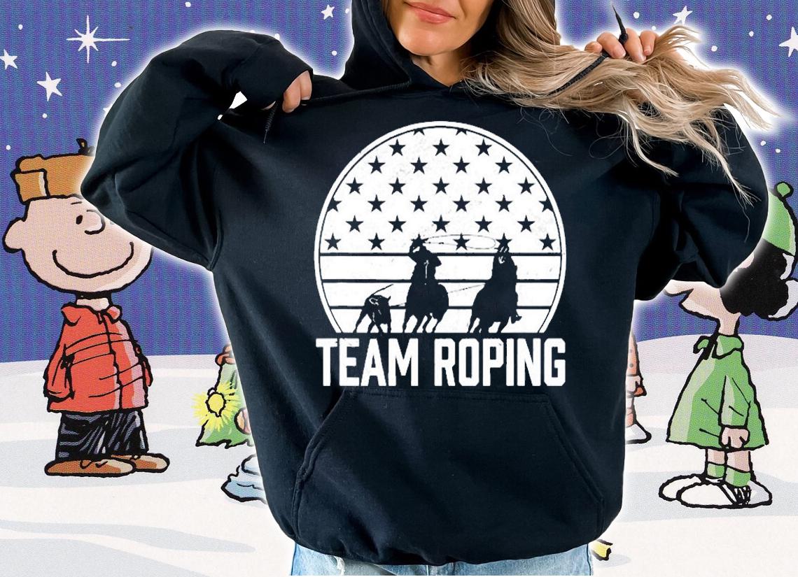 Team Roping Patriotic Roper Distressed Rodeo Cowboys T-Shirt t-shirt hoodie
