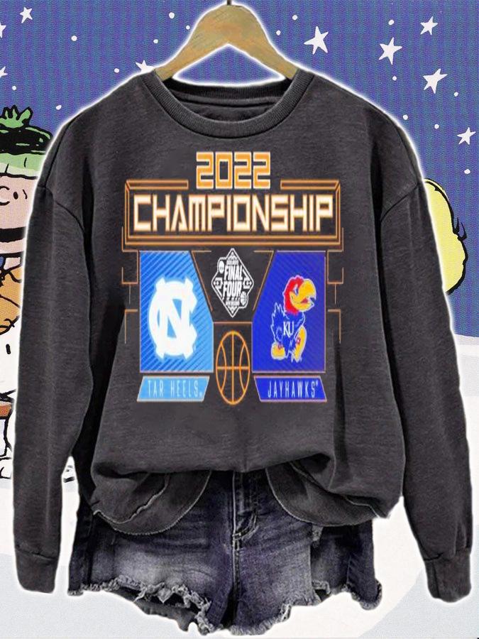 Kansas Jayhawks Vs. North Carolina Tar Heels 2022 NCAA Men's Basketball National Championship Matchup Cross Over Shirt t-shirt sweatshirt
