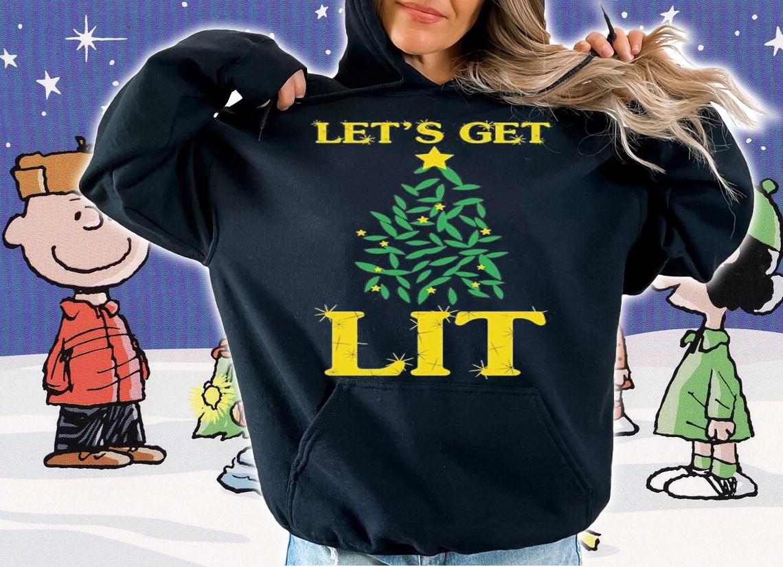 Let's Get Lit Funny Christmas Tree T-Shirt t-shirt hoodie