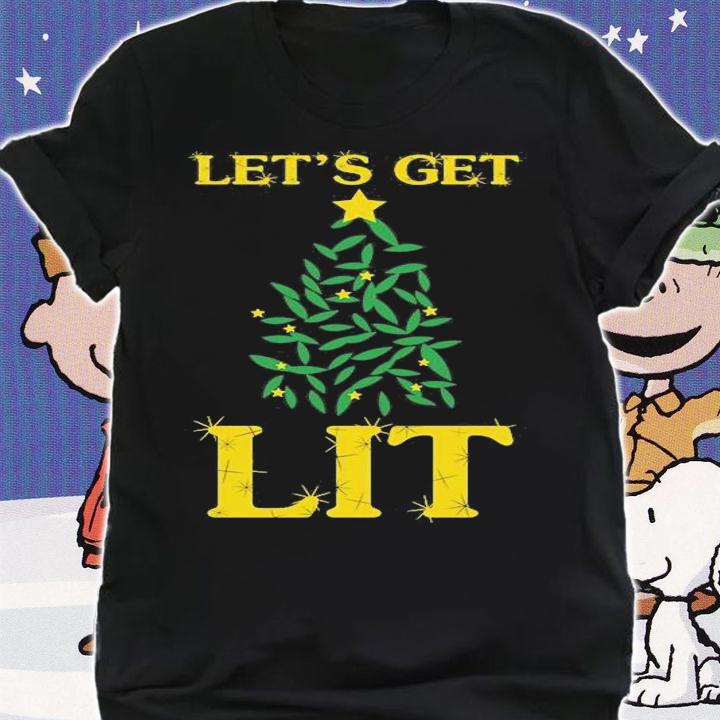 Let's Get Lit Funny Christmas Tree T-Shirt t-shirt shirt