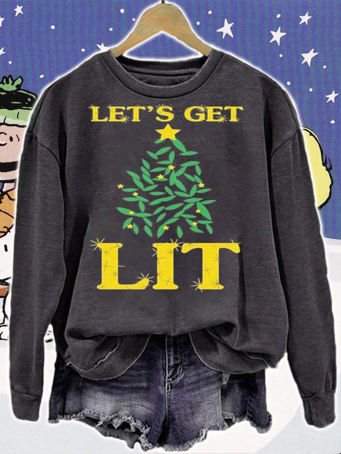 Let's Get Lit Funny Christmas Tree T-Shirt t-shirt sweatshirt