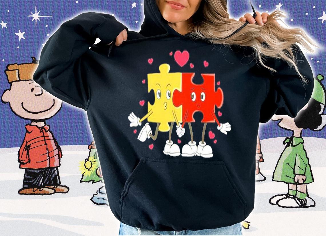 Puzzle Love Cartoon Valentines Day T-Shirt t-shirt hoodie