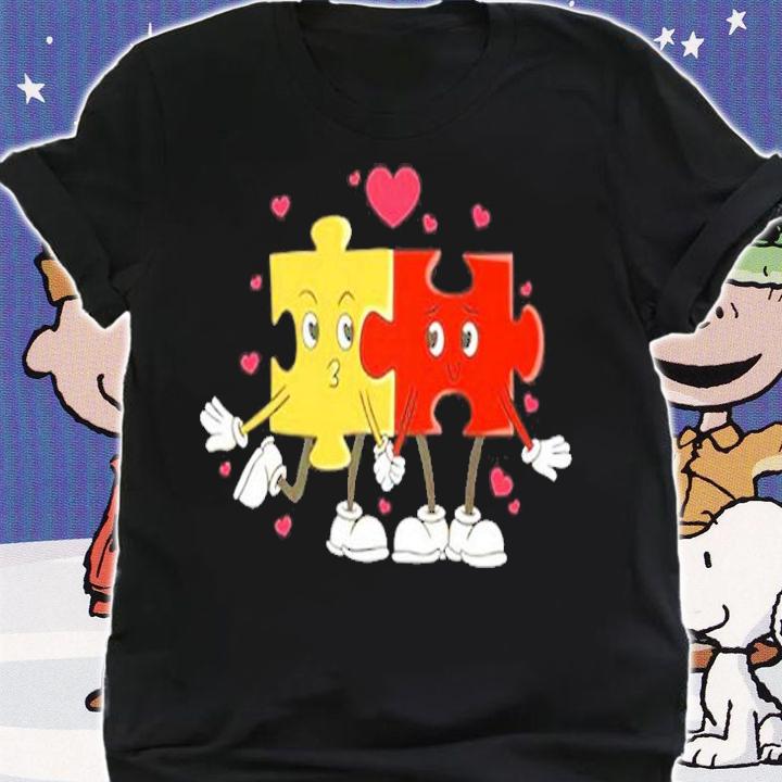 Puzzle Love Cartoon Valentines Day T-Shirt t-shirt shirt