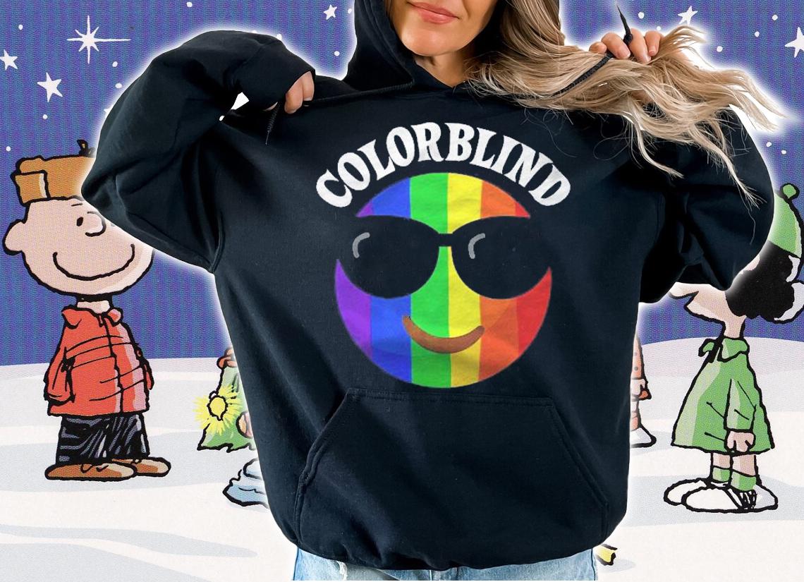 Colorblind Rainbow Smiley Face Sunglasses Color Blind Gift Premium Shirt hoodie