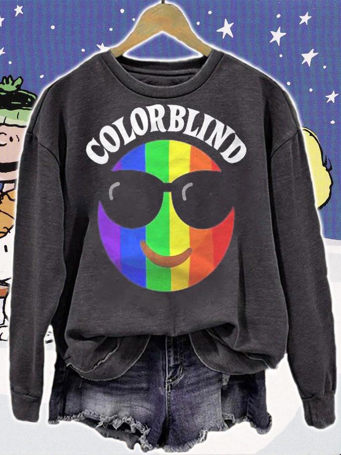 Colorblind Rainbow Smiley Face Sunglasses Color Blind Gift Premium Shirt sweatshirt