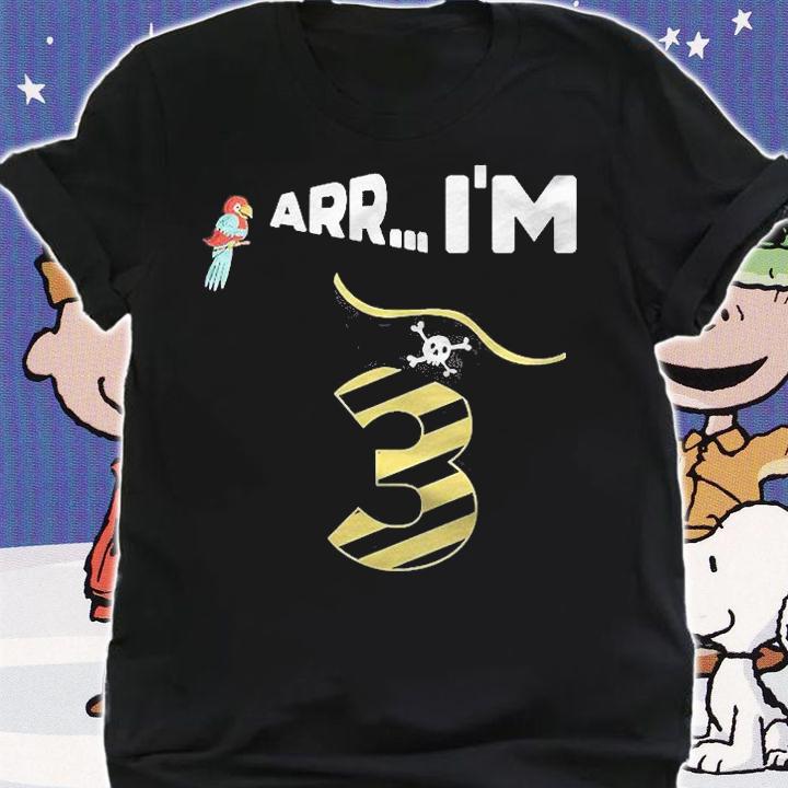 Kids Arr.. Im 3 Years Old Pirate Birthday Shirt