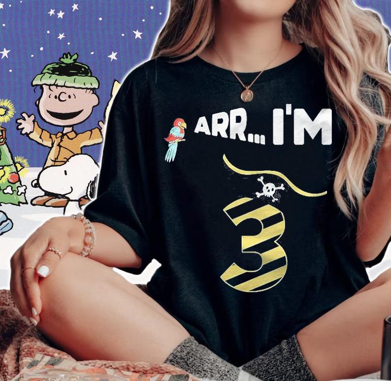 Kids Arr.. Im 3 Years Old Pirate Birthday Shirt