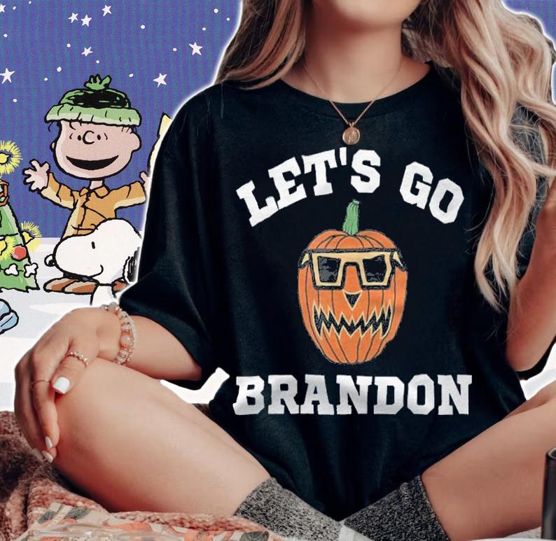 Let's Go Brandon Chant Halloween Pumpkin In Glasse T-Shirt