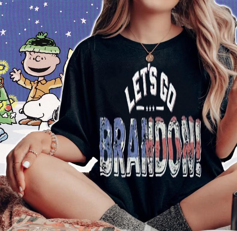 Let's Go Brandon USA Flag Vintage T-Shirt woman shirt