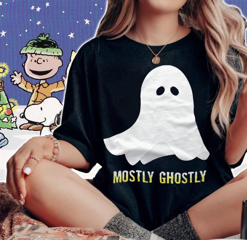 Mostly ghostly Ghost Halloween T-shirt woman shirt