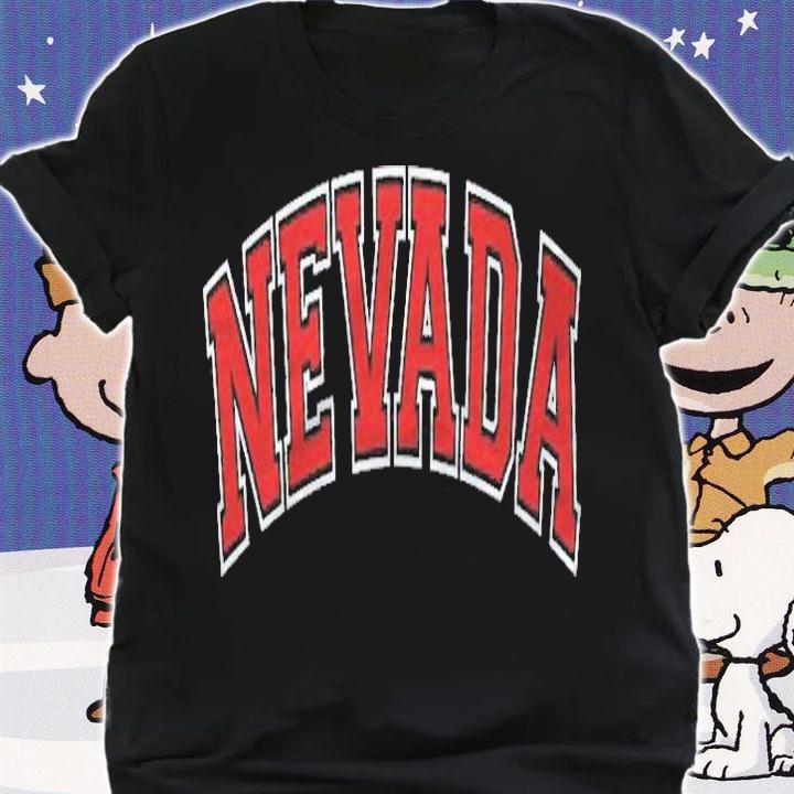 Nevada Varsity Style Red Text Pullover Shirt shirt