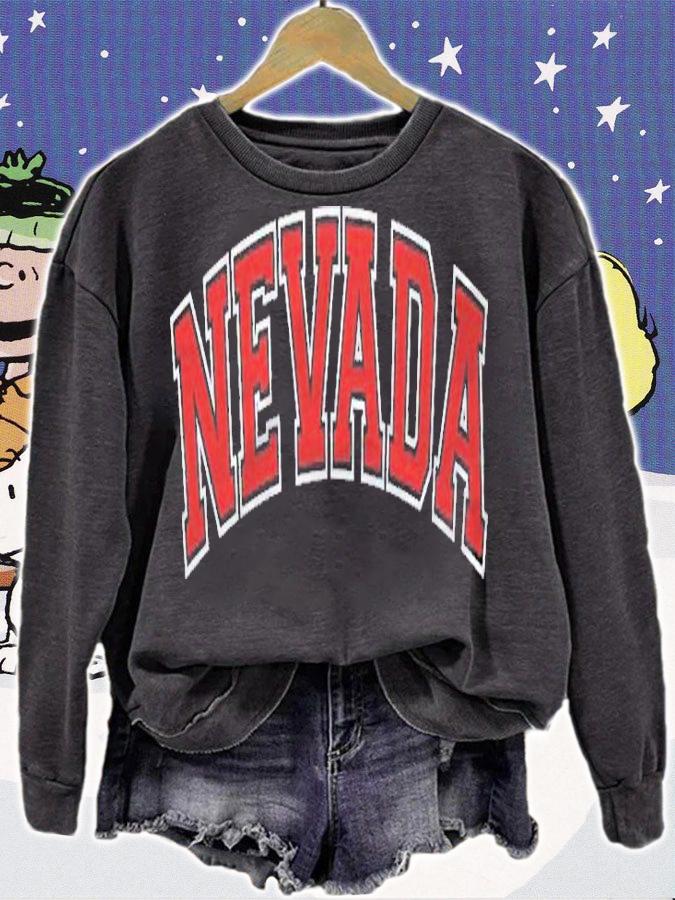 Nevada Varsity Style Red Text Pullover Shirt sweatshirt