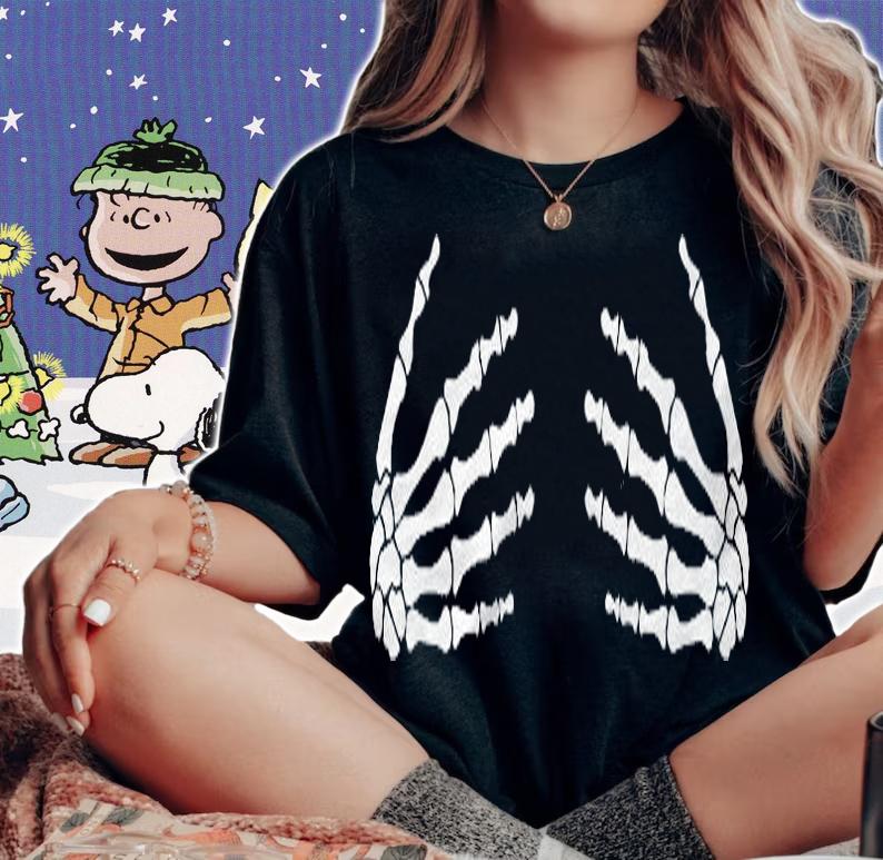 Skeleton Hands Boo Bees Funny Halloween Shirt
