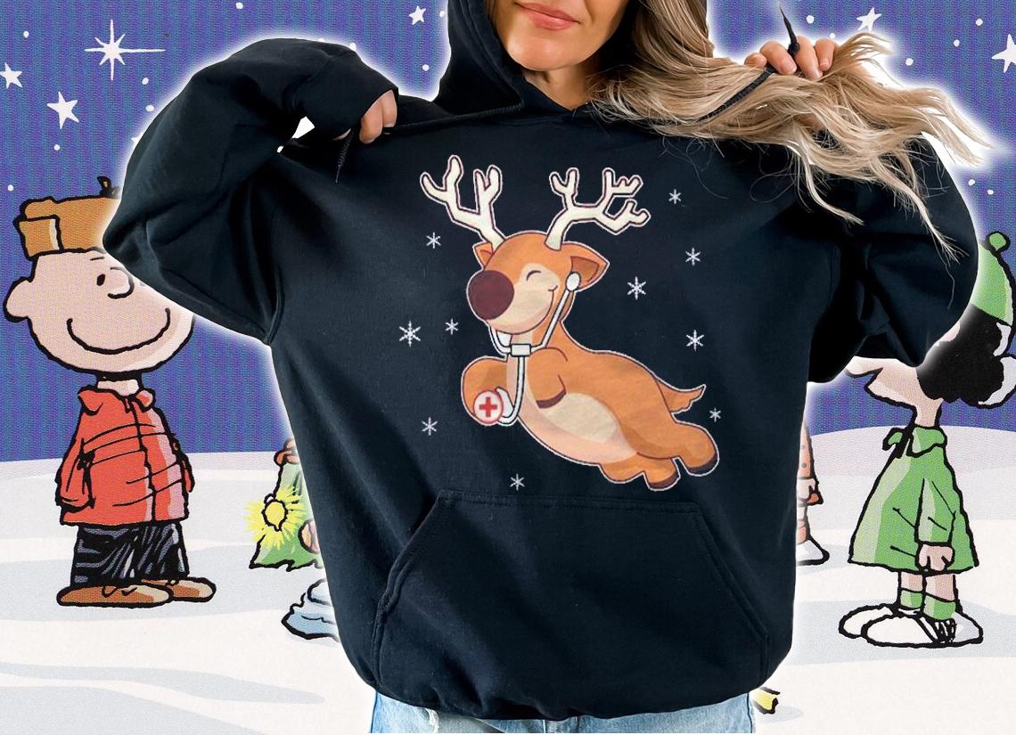 Cute Reindeer Nursing Christmas Gift Shirt