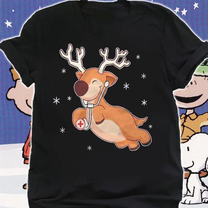 Cute Reindeer Nursing Christmas Gift Shirt