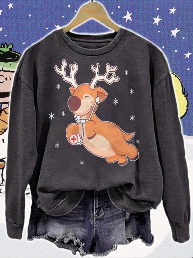 Cute Reindeer Nursing Christmas Gift Shirt