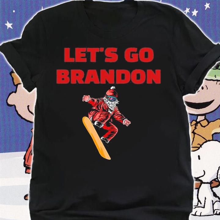 Let's Go Brandon Santa Claus On Snowboard T-Shirt shirt