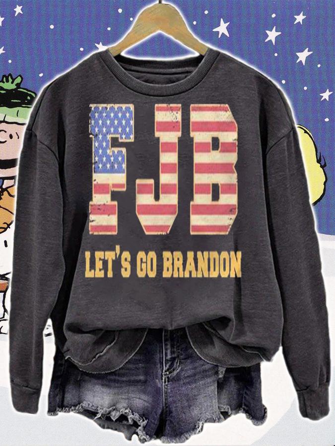 Trending fBJ USA Flag Let's Go Brandon Distressed T-Shirt