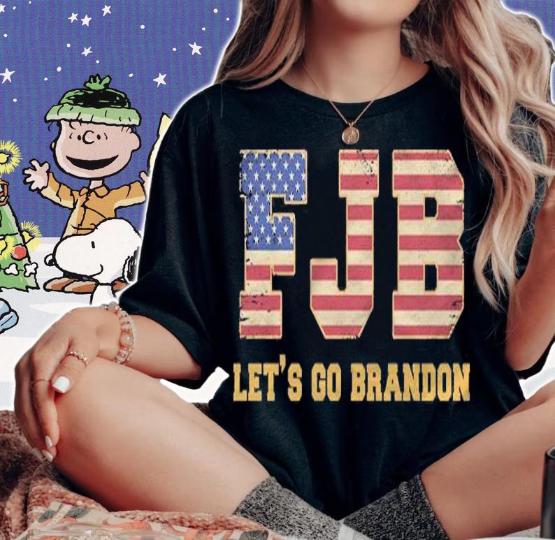Trending fBJ USA Flag Let's Go Brandon Distressed T-Shirt