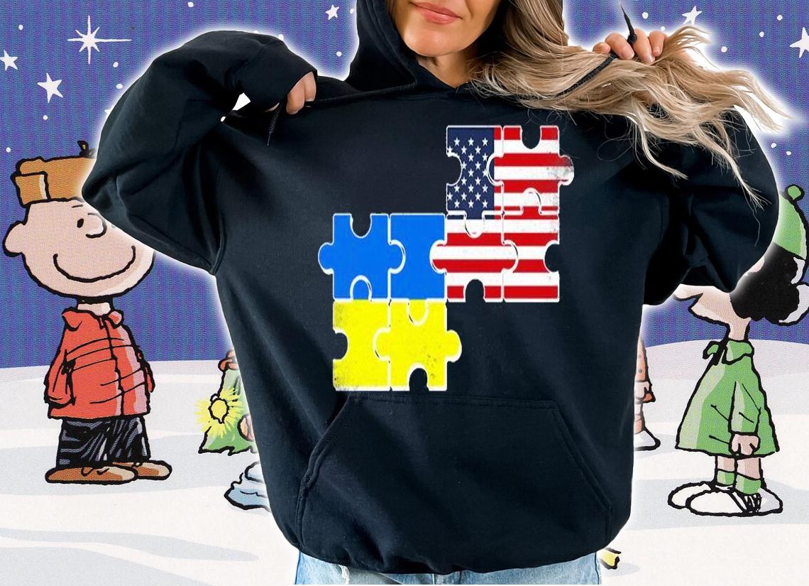Ukraine USA Flags Vintage Ukrainian American Roots T-Shirt