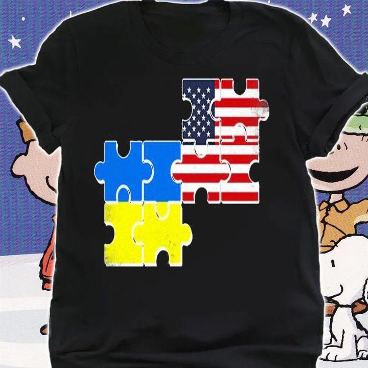 Ukraine USA Flags Vintage Ukrainian American Roots T-Shirt