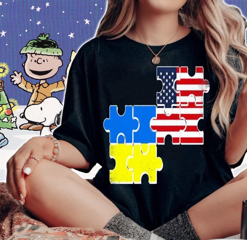 Ukraine USA Flags Vintage Ukrainian American Roots T-Shirt