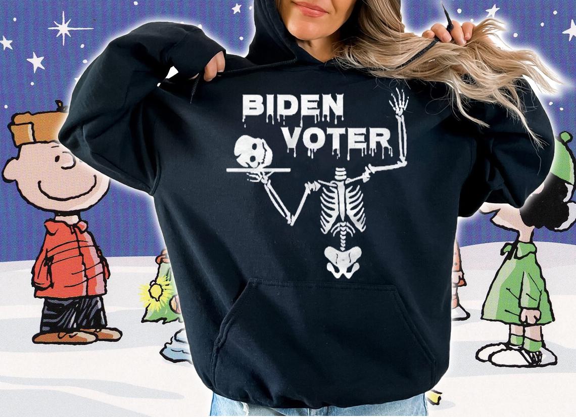 Funny Halloween Costume Joe Biden Voter Dead Skeleton Adult Pullover Shirt hoodie