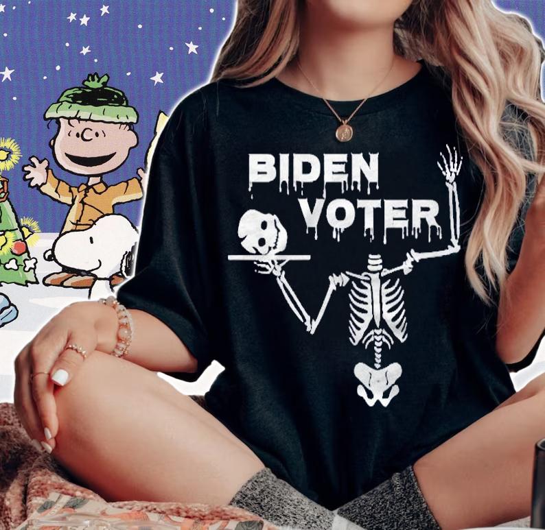 Funny Halloween Costume Joe Biden Voter Dead Skeleton Adult Pullover Shirt woman shirt